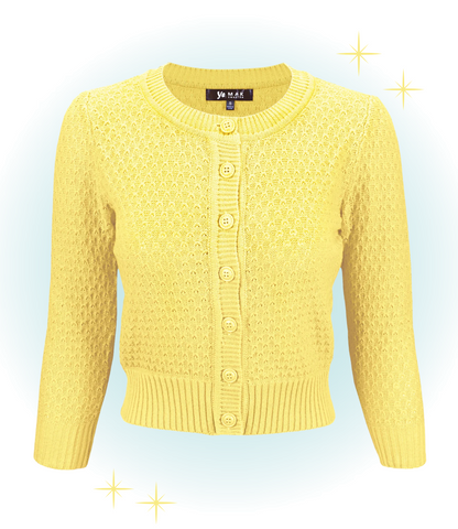 Cardigan Crocheté Col rond Jaune Bébé  S