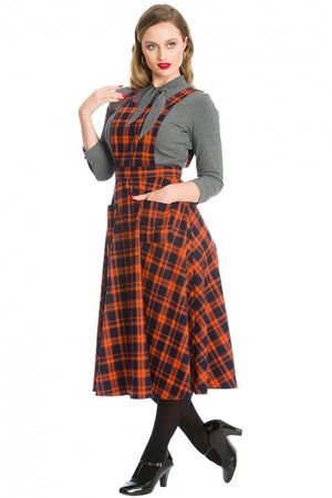 Jupe Pinafore Miss Spook Orange Et Noir XS