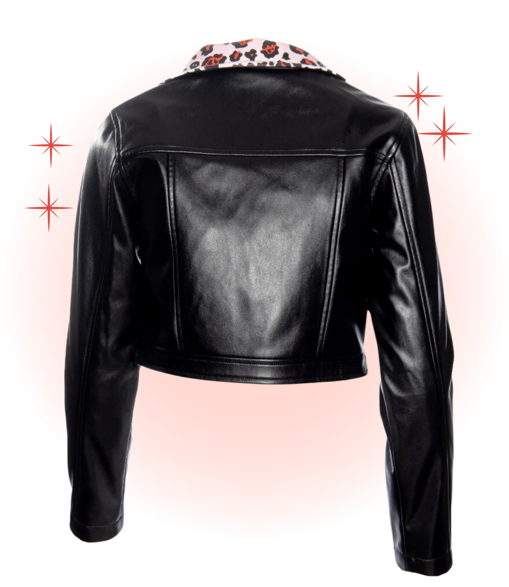 Jacket Noir Collet Leopard Rose  L