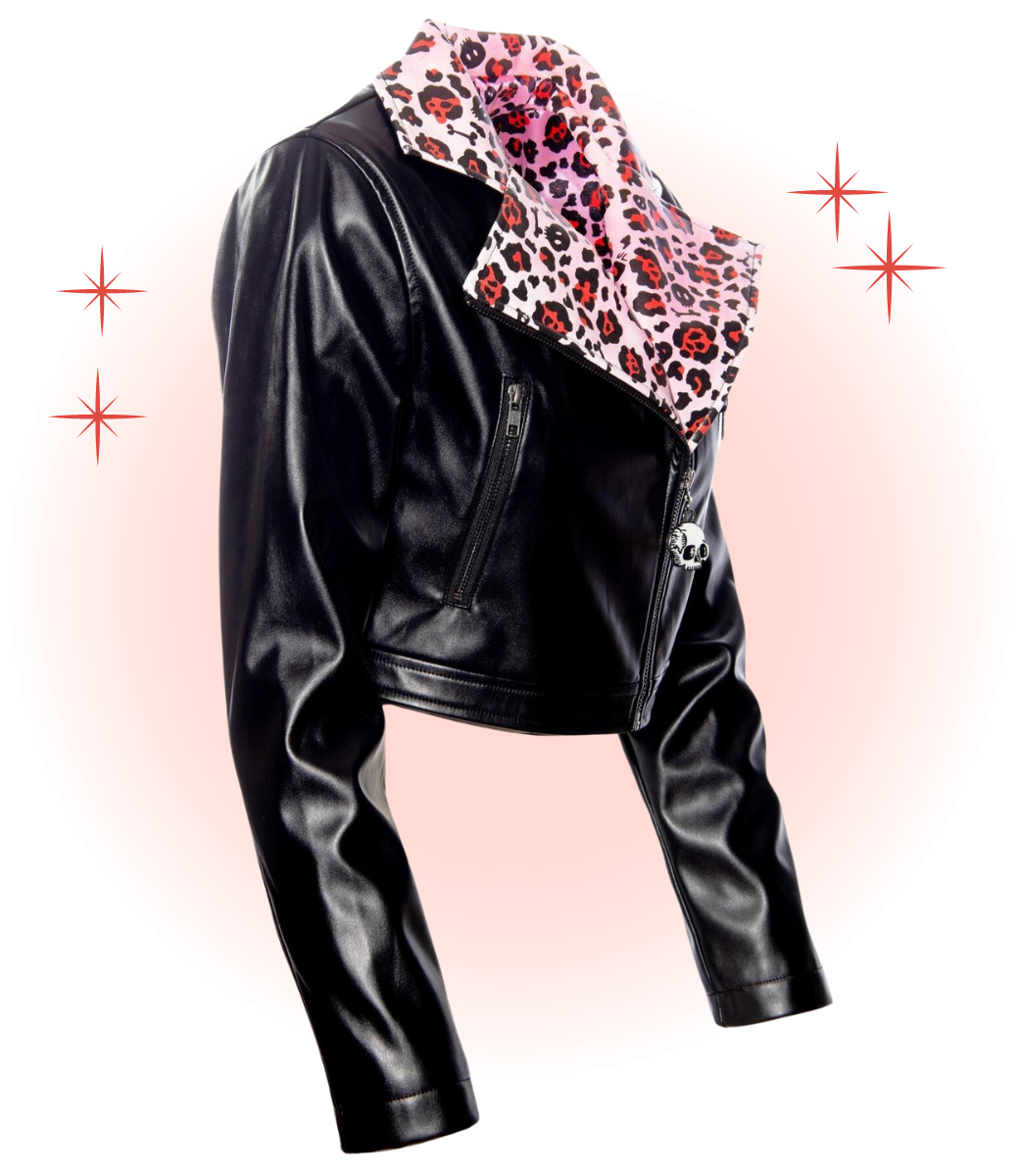 Jacket Noir Collet Leopard Rose  M