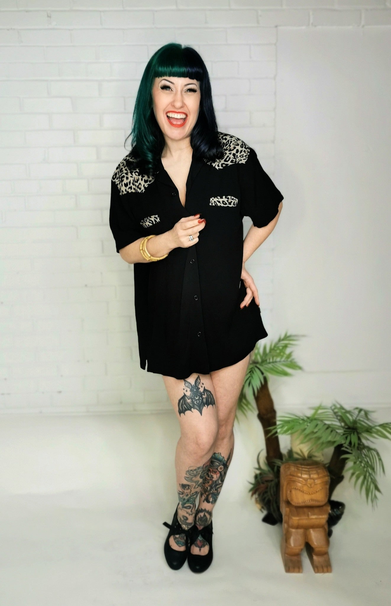 Leopard-Black-Retro-Bowling-Shirt