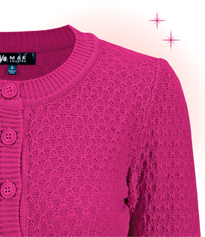 Cardigan Crocheté Col rond Magenta  M