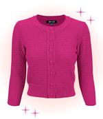 Cardigan Crocheté Col rond Magenta  S