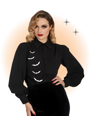 Blouse Night Bat Black