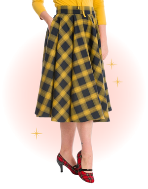 Jupe Sweet Check Marine Et Jaune