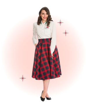 Jupe Évasée Sweet Check Rouge