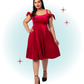 Robe évasée bretelles velour rouge - Carrie