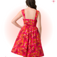 Robe Évasée Rose-Rouge Floral