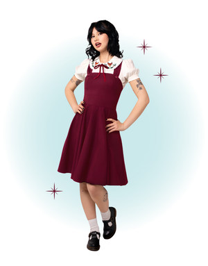 Robe évasée swing pinafore bourgogne - Patti