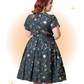 Robe Évasée Dahlia Noire et Gold