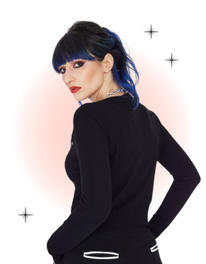 Black Western Cardigan with Flower Embroidery