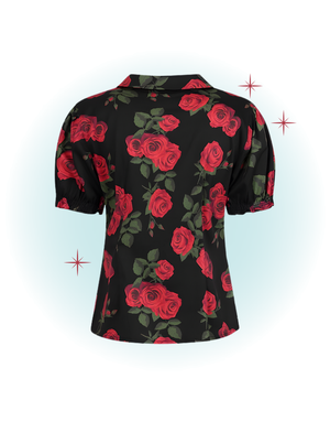 Lilly Romantic Roses Blouse Black