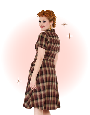 Robe Chemisier Évasée Western Brune