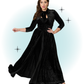 Peignoir long manches longues velour noir - Starlet