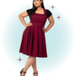Burgundy pinafore swing flared dress - Patti