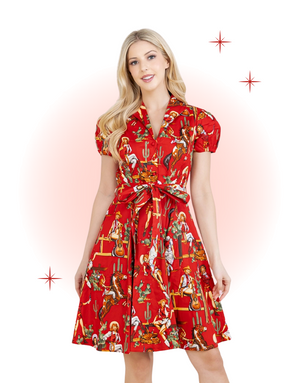 Red Western Flared Dress