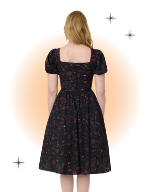Robe Évasée Mystical Icons Noire