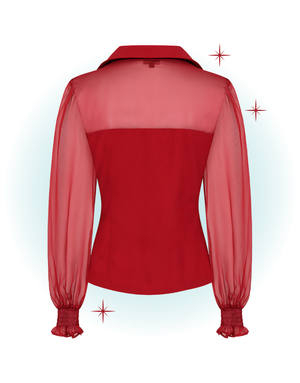 Blouse manches longues transparentes bordeaux -  Bonnie