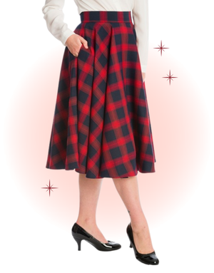 Jupe Évasée Sweet Check Rouge