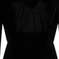 Robe maxi manches 3/4 col en v velour noir -Amalia