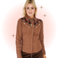 Chemise Western Brune Broderie de Roses