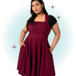 Burgundy pinafore swing flared dress - Patti