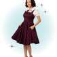 Burgundy pinafore swing flared dress - Carmina