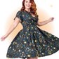 Robe Évasée Dahlia Noire et Gold