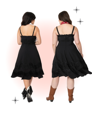 Fringe Girlie Black Dress