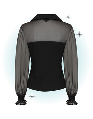 Black sheer long-sleeved blouse - Bonnie