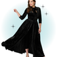 Peignoir long manches longues velour noir - Starlet