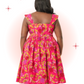 Robe Évasée Rose-Rouge Floral