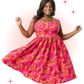 Robe Évasée Rose-Rouge Floral