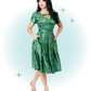 Floral Green Dahlia Flared Dress