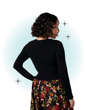 Cardigan manche longue noir motifs renard écureils - Chester