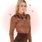 Chemise Western Brune Broderie de Roses