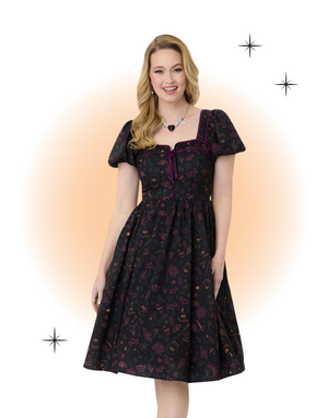 Mystical Icons Black Flared Dress