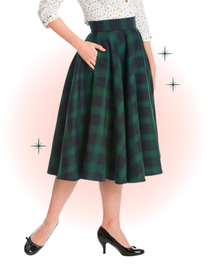 Jupe Évasée Sweet Check Verte
