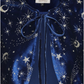 Robe maxi à bretelle velour bleu étoiles dorées avec cape - Gloria celestial