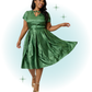 Floral Green Dahlia Flared Dress