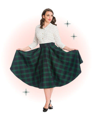 Jupe Évasée Sweet Check Verte