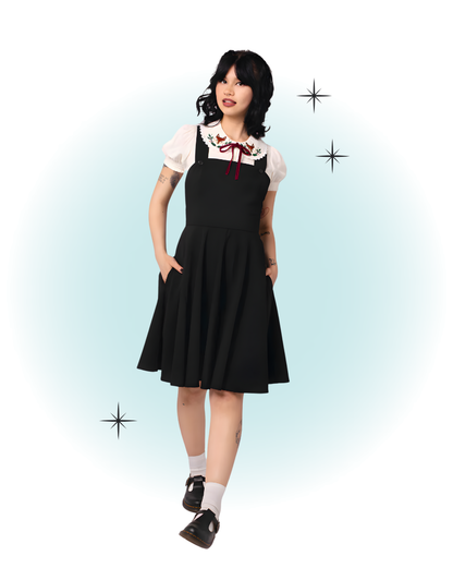 Robe évasée swing pinafore noir - Patti
