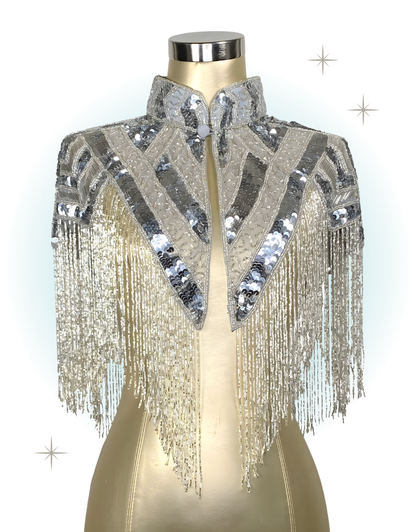 Silver Sequin and Pearl Cape