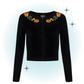 Cardigan manche longue noir motifs renard écureils - Chester