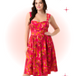 Robe Évasée Rose-Rouge Floral