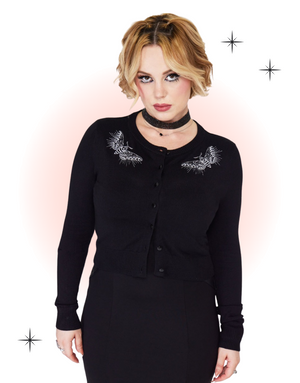 Cardigan Noir Papillon de Nuit