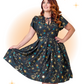 Robe Évasée Dahlia Noire et Gold