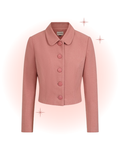 Manteau manche longue col claudine rose  - Midge