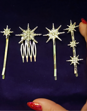 Ensemble Accessoires à Cheveux Étoilés en Strass Argenté