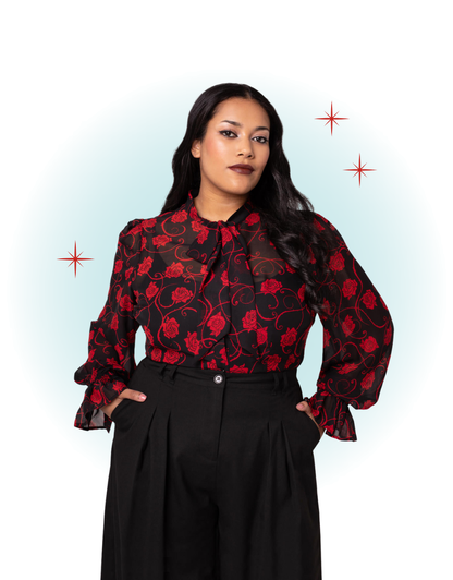 Thorn Red and Black Blouse